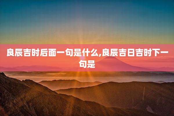 良辰吉时后面一句是什么,良辰吉日吉时下一句是