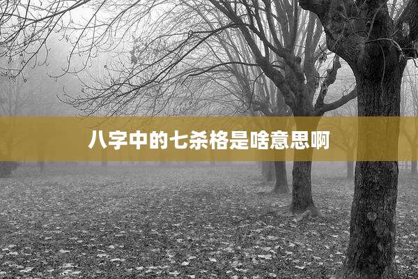 八字中的七杀格是啥意思啊