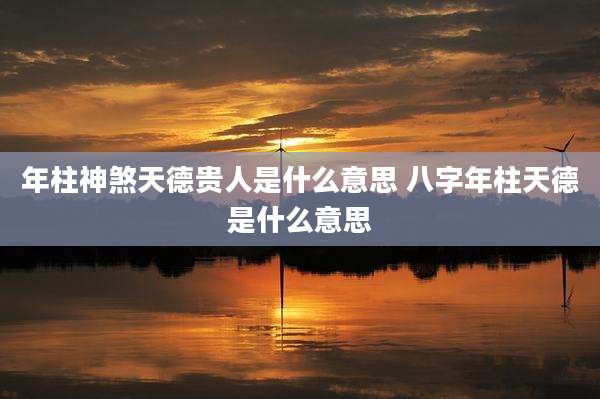 年柱神煞天德贵人是什么意思 八字年柱天德是什么意思