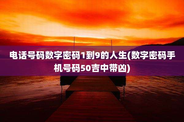电话号码数字密码1到9的人生(数字密码手机号码50吉中带凶)