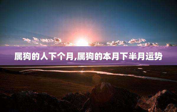 属狗的人下个月,属狗的本月下半月运势