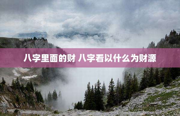 八字里面的财 八字看以什么为财源