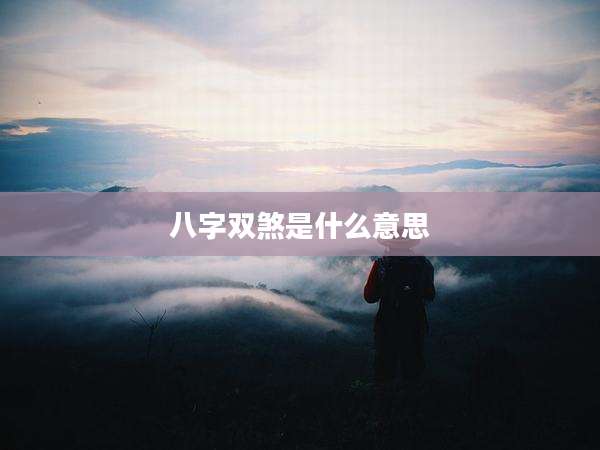 八字双煞是什么意思