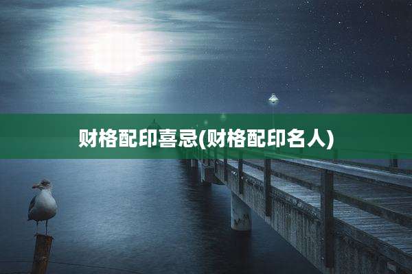 财格配印喜忌(财格配印名人)