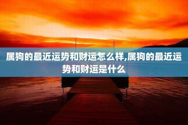 属狗的最近运势和财运怎么样,属狗的最近运势和财运是什么