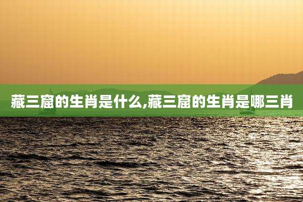 藏三窟的生肖是什么,藏三窟的生肖是哪三肖