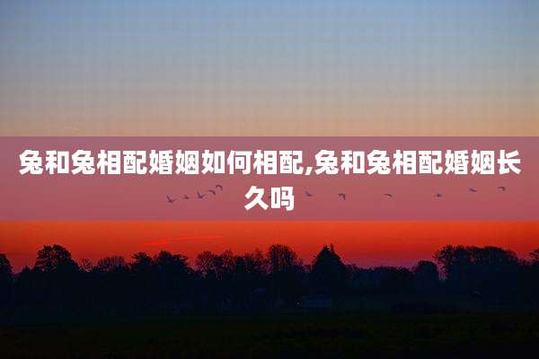 兔和兔相配婚姻如何相配,兔和兔相配婚姻长久吗