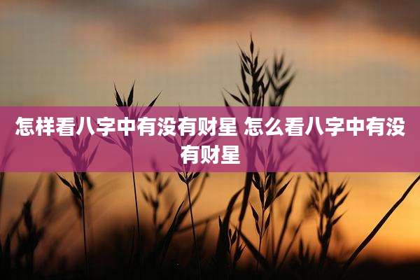 怎样看八字中有没有财星 怎么看八字中有没有财星