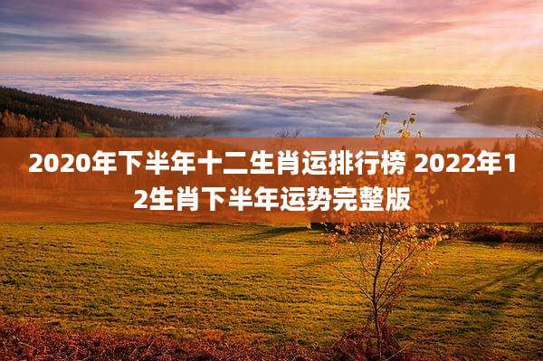 2020年下半年十二生肖运排行榜 2022年12生肖下半年运势完整版