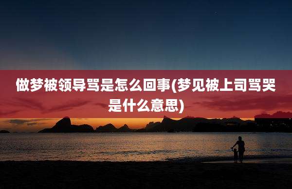 做梦被领导骂是怎么回事(梦见被上司骂哭是什么意思)