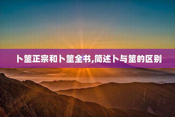 卜筮正宗和卜筮全书,简述卜与筮的区别
