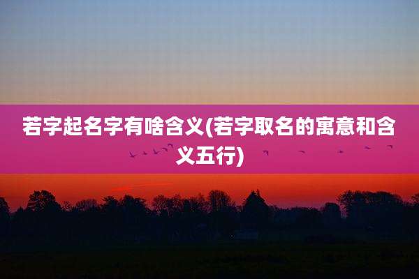 若字起名字有啥含义(若字取名的寓意和含义五行)