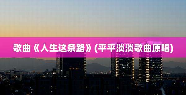 歌曲《人生这条路》(平平淡淡歌曲原唱)