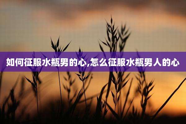 如何征服水瓶男的心,怎么征服水瓶男人的心