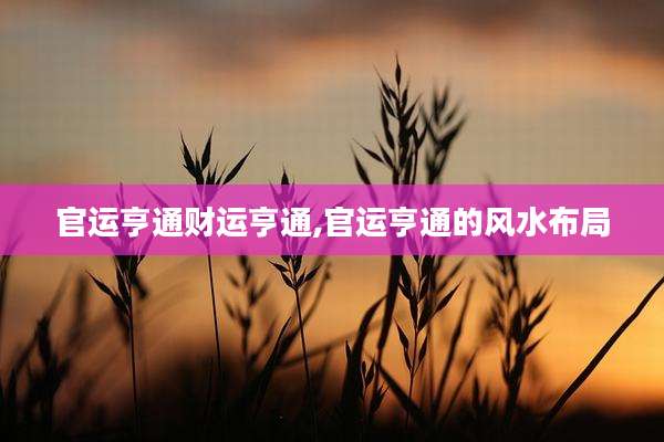 官运亨通财运亨通,官运亨通的风水布局