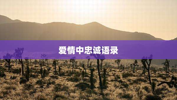 爱情中忠诚语录