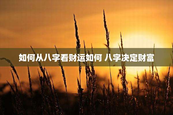 如何从八字看财运如何 八字决定财富