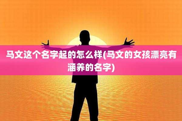 马文这个名字起的怎么样(马文的女孩漂亮有涵养的名字)