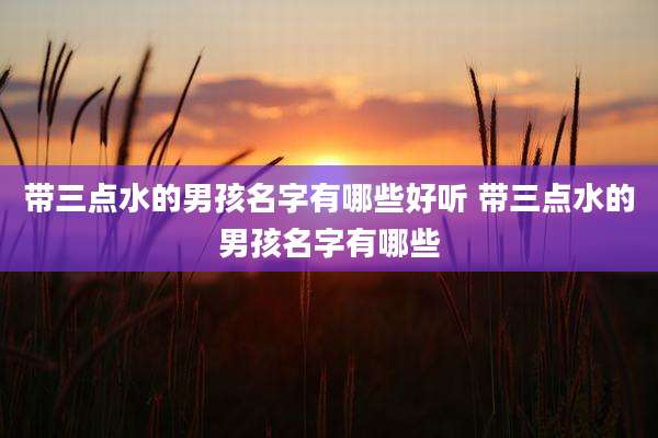 带三点水的男孩名字有哪些好听 带三点水的男孩名字有哪些