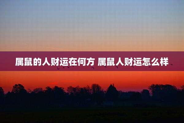 属鼠的人财运在何方 属鼠人财运怎么样