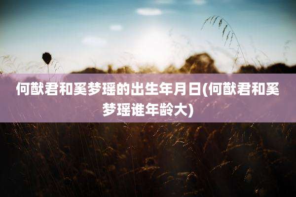 何猷君和奚梦瑶的出生年月日(何猷君和奚梦瑶谁年龄大)