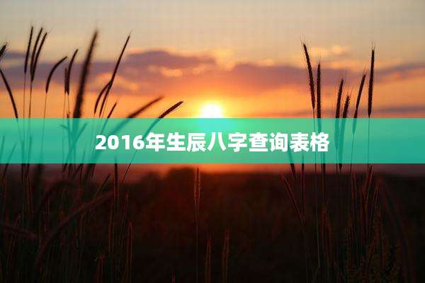 2016年生辰八字查询表格