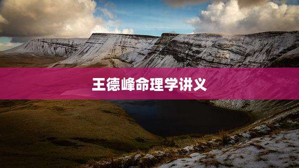 王德峰命理学讲义