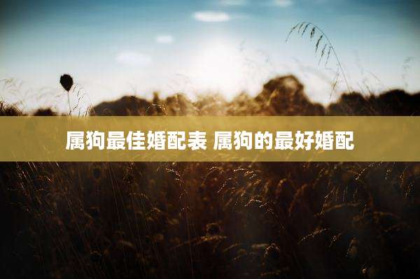 属狗最佳婚配表 属狗的最好婚配