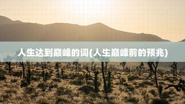 人生达到巅峰的词(人生巅峰前的预兆)