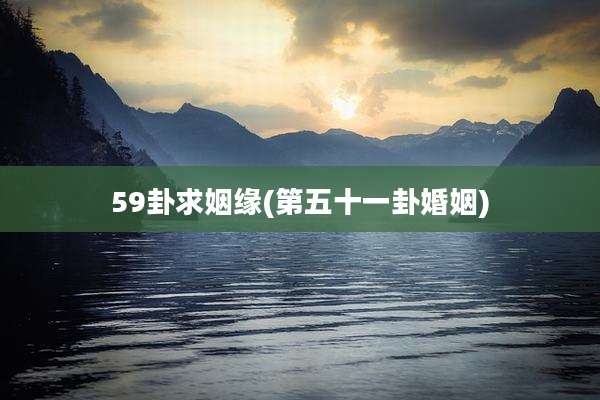 59卦求姻缘(第五十一卦婚姻)