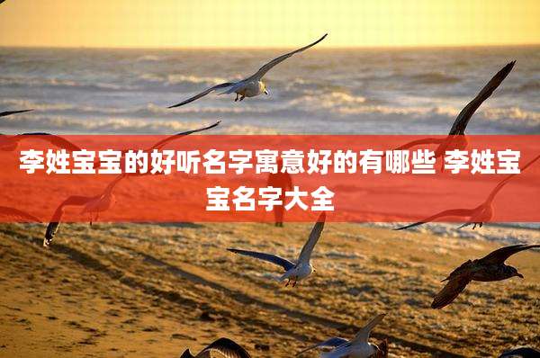 李姓宝宝的好听名字寓意好的有哪些 李姓宝宝名字大全