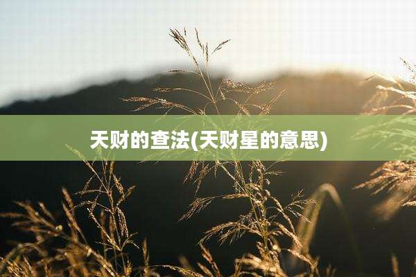 天财的查法(天财星的意思)