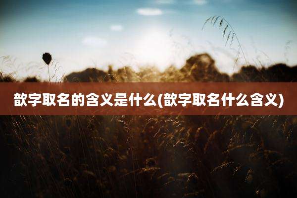 歆字取名的含义是什么(歆字取名什么含义)