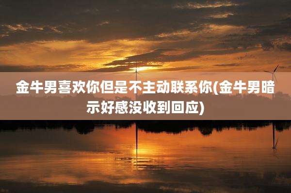 金牛男喜欢你但是不主动联系你(金牛男暗示好感没收到回应)
