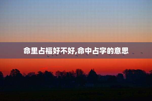 命里占福好不好,命中占字的意思