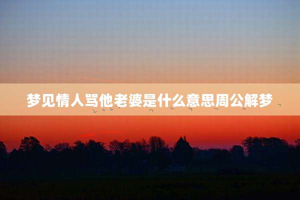 梦见情人骂他老婆是什么意思周公解梦