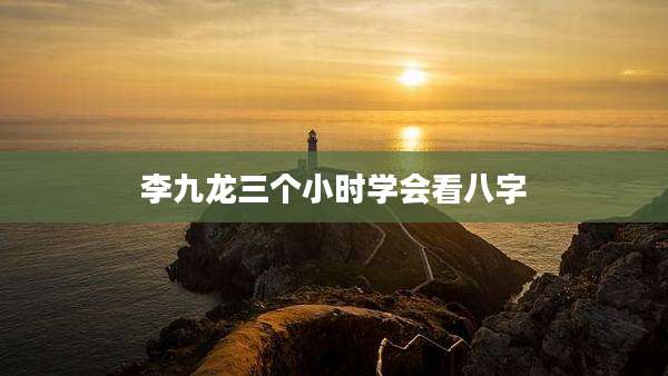 李九龙三个小时学会看八字