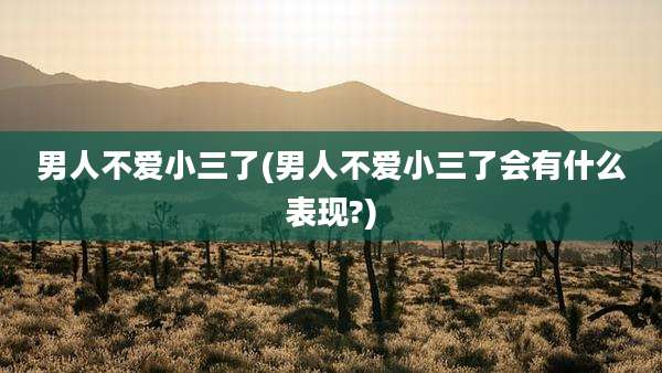 男人不爱小三了(男人不爱小三了会有什么表现?)