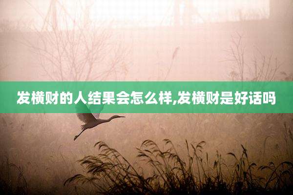 发横财的人结果会怎么样,发横财是好话吗