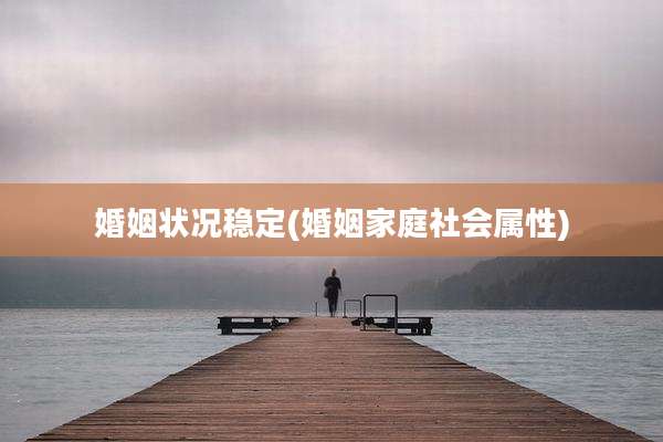 婚姻状况稳定(婚姻家庭社会属性)