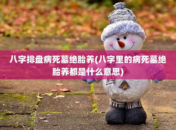 八字排盘病死墓绝胎养(八字里的病死墓绝胎养都是什么意思)