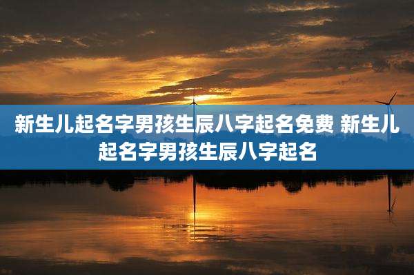 新生儿起名字男孩生辰八字起名免费 新生儿起名字男孩生辰八字起名