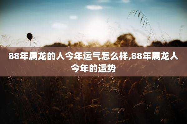 88年属龙的人今年运气怎么样,88年属龙人今年的运势