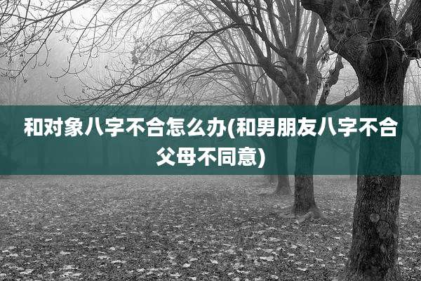 和对象八字不合怎么办(和男朋友八字不合父母不同意)