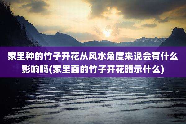家里种的竹子开花从风水角度来说会有什么影响吗(家里面的竹子开花暗示什么)