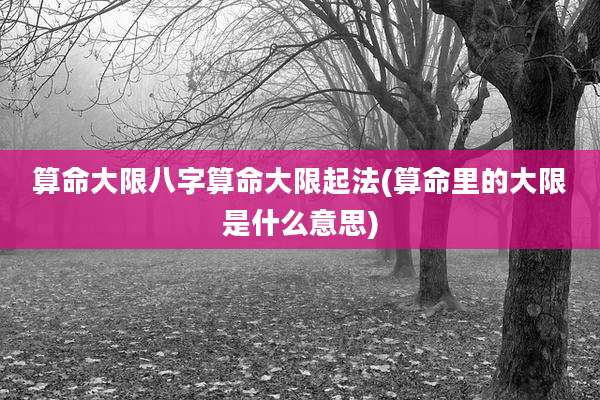 算命大限八字算命大限起法(算命里的大限是什么意思)