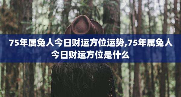 75年属兔人今日财运方位运势,75年属兔人今日财运方位是什么