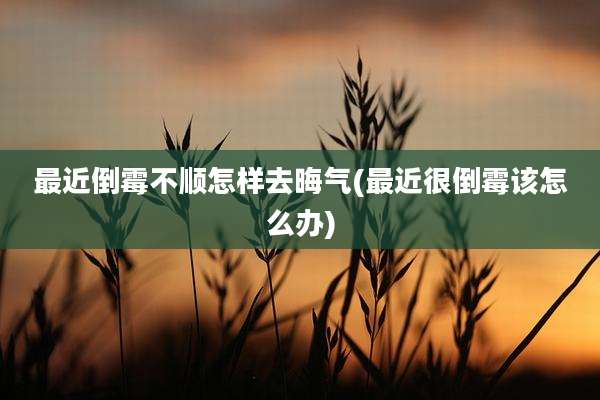 最近倒霉不顺怎样去晦气(最近很倒霉该怎么办)