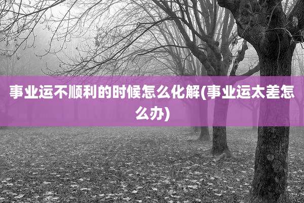 事业运不顺利的时候怎么化解(事业运太差怎么办)
