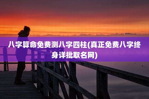 八字算命免费测八字四柱(真正免费八字终身详批取名网)